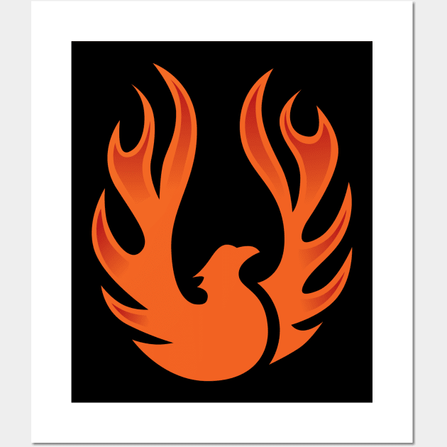 Phoenix Flame Bird Rise From The Ashes Wall Art by Doodl